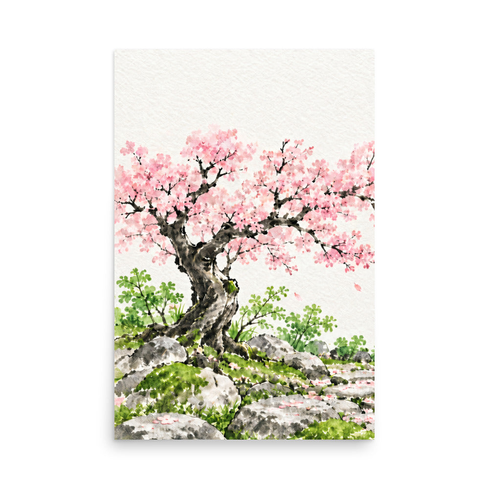 Seasons Garden · Cherry Tree · Spring — Japanese minimalist zen nature poster wall art
