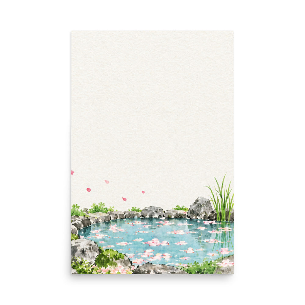 Seasons Garden · Petal Pond · Spring — Japanese minimalist zen nature poster wall art