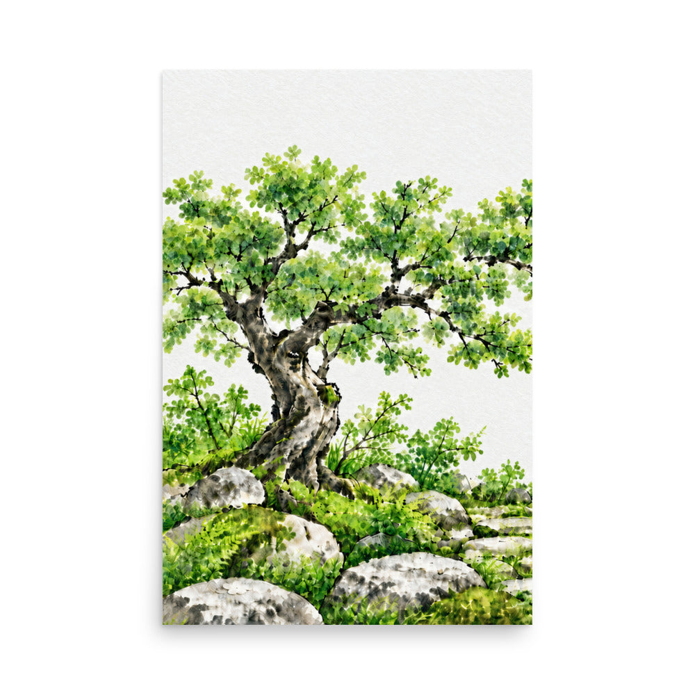 Seasons Garden · Green Tree · Summer — Japanese minimalist zen nature poster wall art
