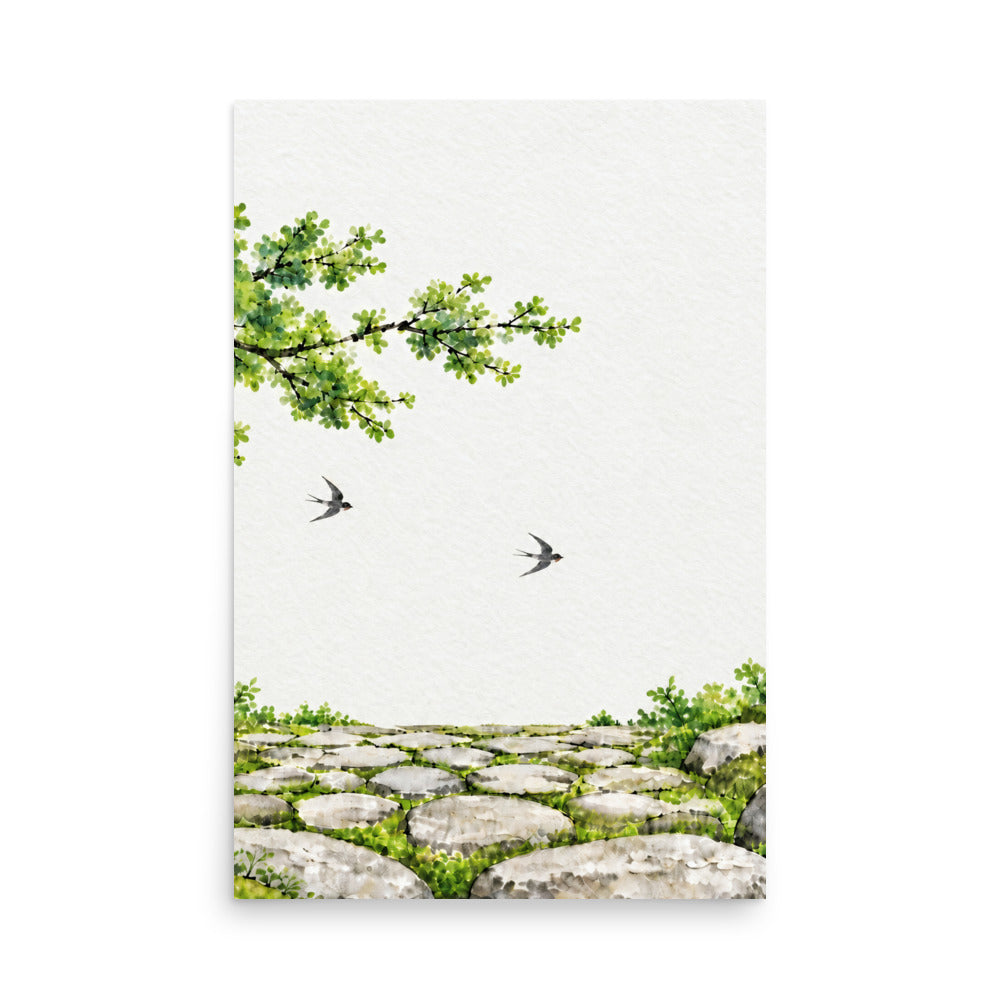 Seasons Garden · Swallow Path · Summer — Japanese minimalist zen nature poster wall art