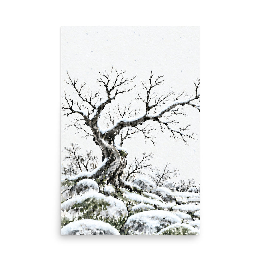 Seasons Garden · Bare Tree · Winter — Japanese minimalist zen nature poster wall art