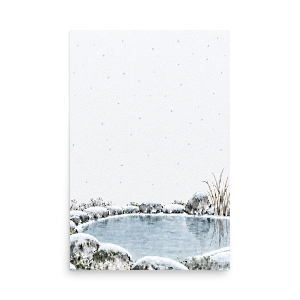 Seasons Garden · Still Pond · Winter — Japanese minimalist zen nature poster wall art