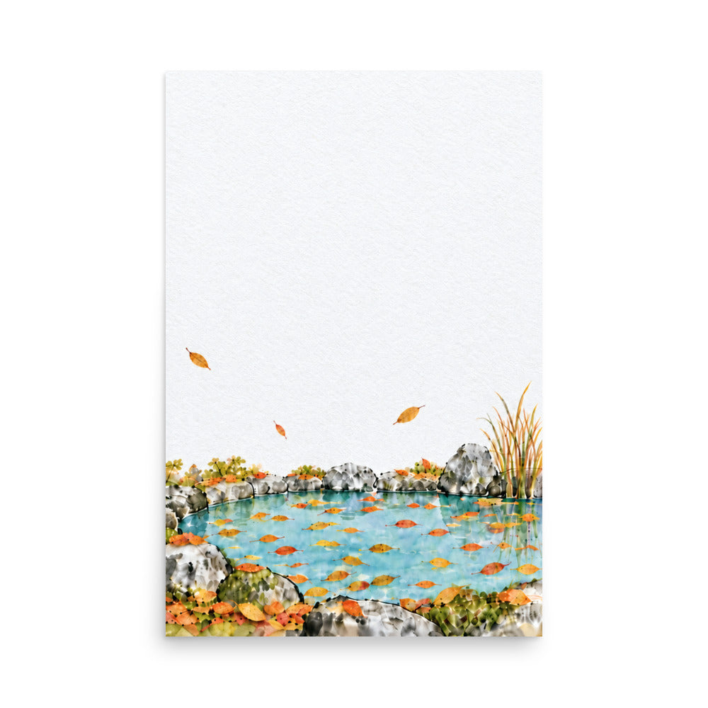 Seasons Garden · Leaf Pond · Autumn — Japanese minimalist zen nature poster wall art
