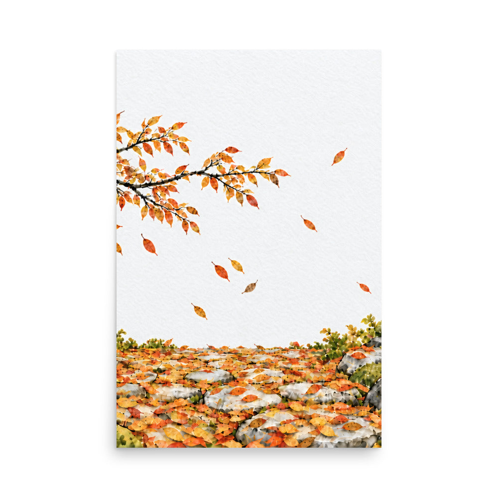 Seasons Garden · Leaf Path · Autumn — Japanese minimalist zen nature poster wall art