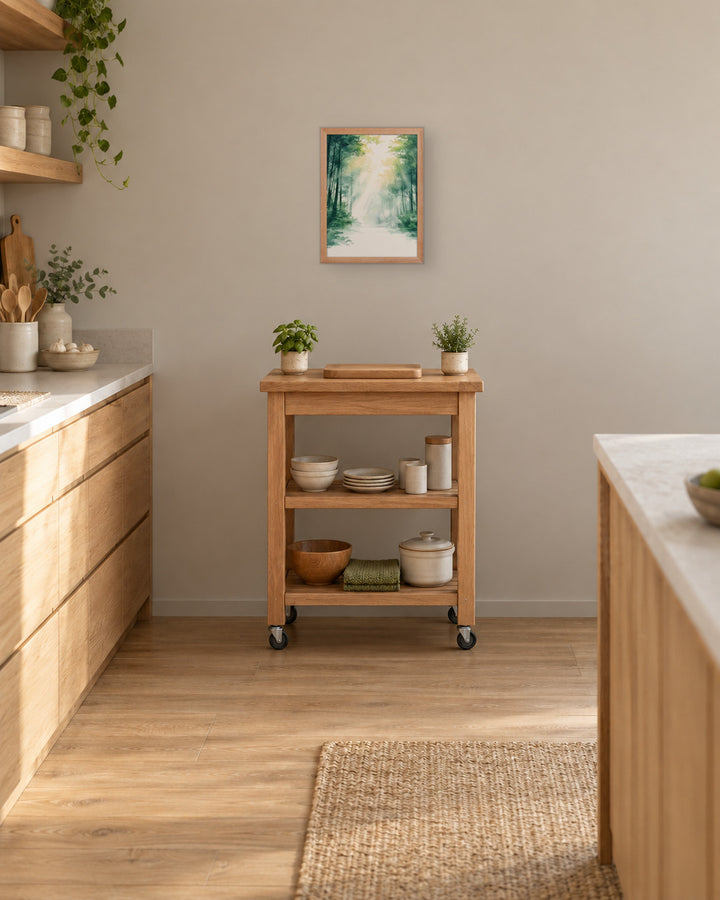 Forest Filter in a Japandi kitchen, 12 × 16 in · Natural frame