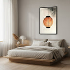 Paper Lantern — Japandi wabi-sabi wall art in a bedroom setting