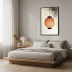 Paper Lantern — Japandi wabi-sabi wall art in a bedroom setting