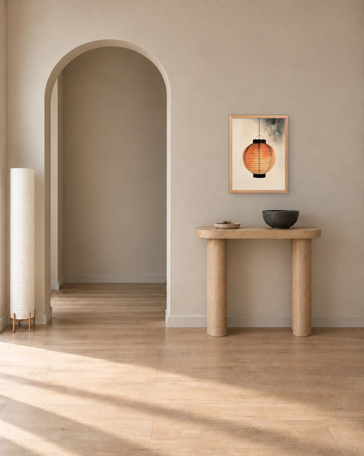 Paper Lantern in a Japandi entryway, 18 × 24 in · Natural frame