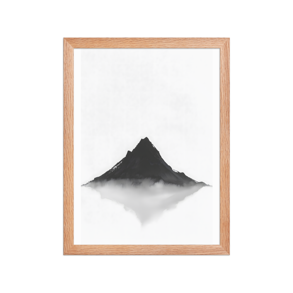 Mountain Breath — Japandi zen ink framed print, minimalist Japanese wall art