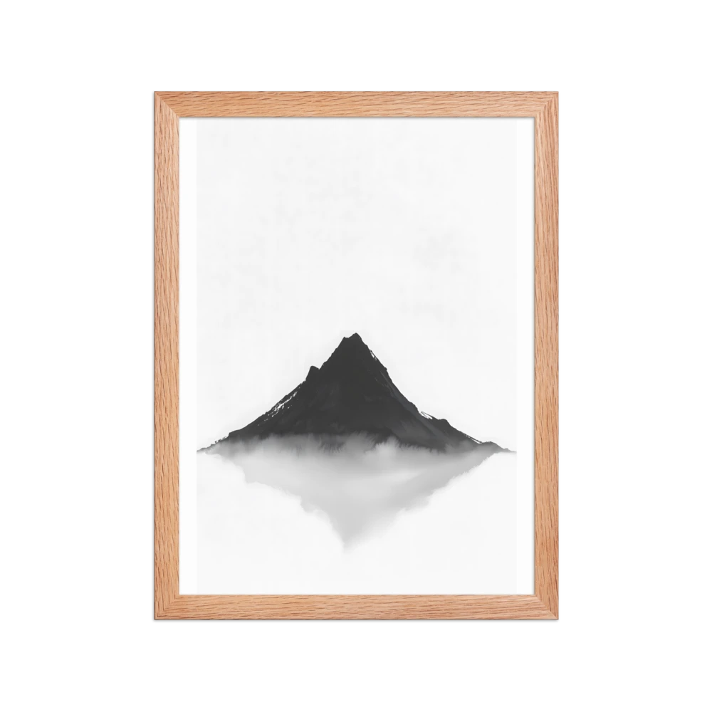 Mountain Breath — Japandi zen ink framed print, minimalist Japanese wall art