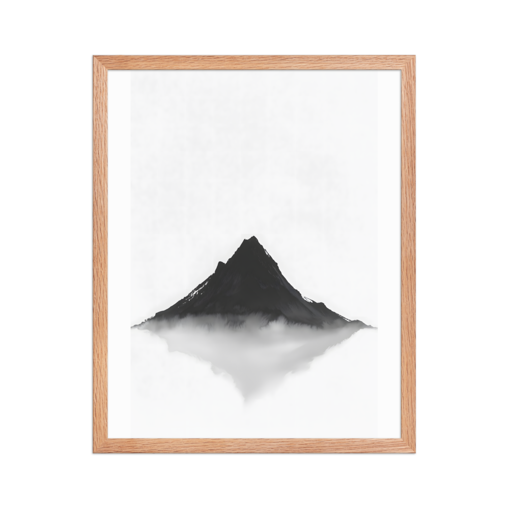 Mountain Breath — Japandi zen ink framed print, minimalist Japanese wall art