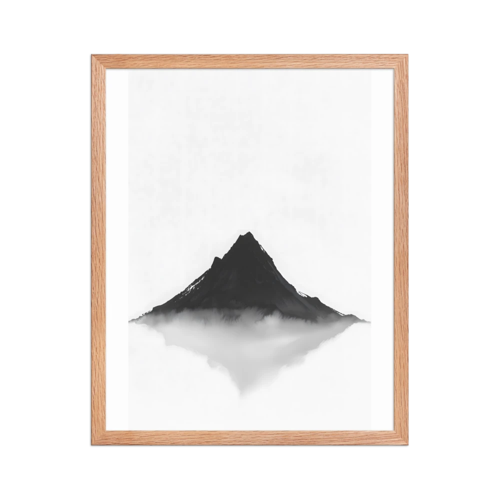 Mountain Breath — Japandi zen ink framed print, minimalist Japanese wall art