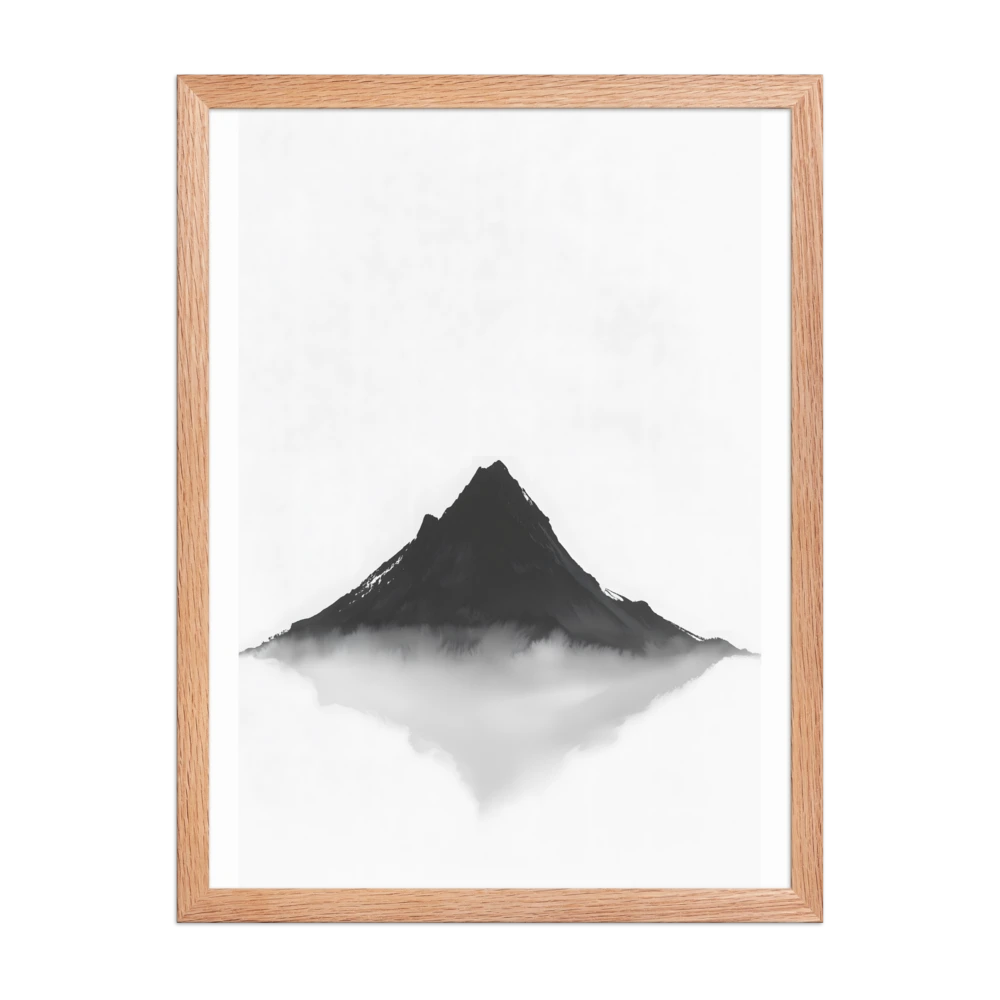 Mountain Breath — Japandi zen ink framed print, minimalist Japanese wall art