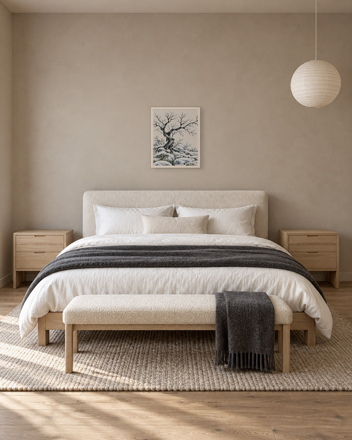 Seasons Garden · Bare Tree · Winter in a Japandi bedroom, 16 × 20 in · White frame