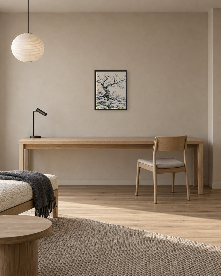 Seasons Garden · Bare Tree · Winter in a Japandi study, 16 × 20 in · Black frame