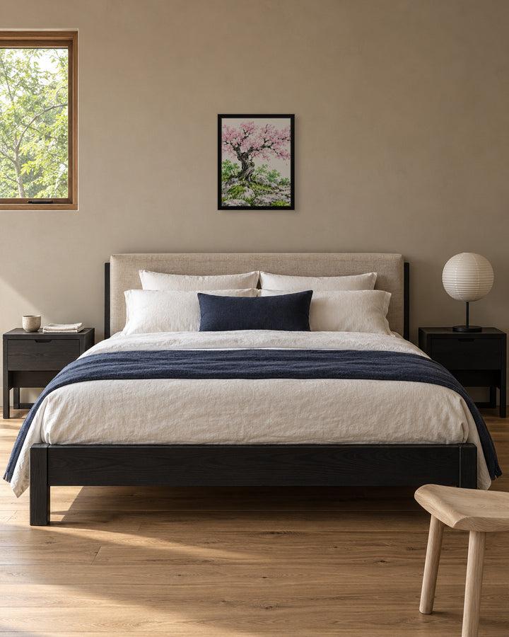 Seasons Garden · Cherry Tree · Spring in a Japandi bedroom, 16 × 20 in · Black frame