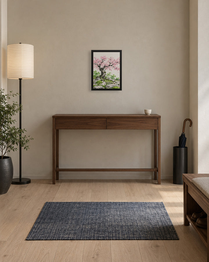 Seasons Garden · Cherry Tree · Spring in a Japandi entryway, 12 × 16 in · Black frame