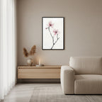Cherry Absence — Japandi zen nature wall art in a living room setting