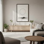 Circle and Space — Japandi ma wall art in a reading nook setting