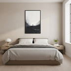 Distant Figure — Japandi ma wall art in a bedroom setting