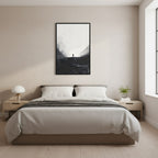Distant Figure — Japandi ma wall art in a bedroom setting