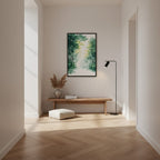 Forest Filter — Japandi komorebi wall art in a hallway setting