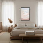 Moon — Japandi zen ink wall art in a bedroom setting