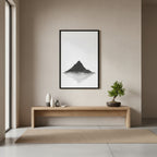 Mountain Breath — Japandi zen ink wall art in a hallway setting