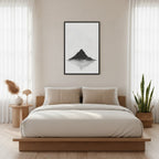 Mountain Breath — Japandi zen ink wall art in a bedroom setting