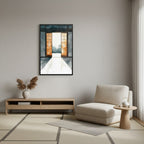 Open Door — Japandi ma wall art in a reading nook setting