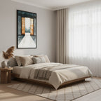 Open Door — Japandi ma wall art in a bedroom setting