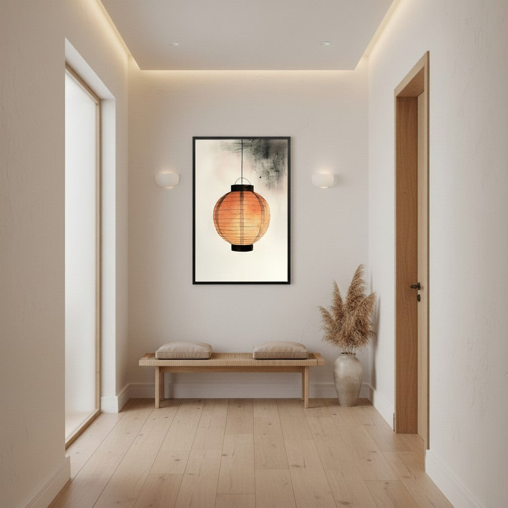Paper Lantern — Japandi wabi-sabi wall art in a hallway setting