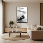 Pebble Garden — Japandi zen nature wall art in a living room setting