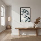 Pine Silhouette — Japandi zen nature wall art in a hallway setting