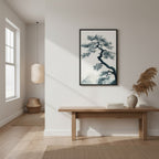 Pine Silhouette — Japandi zen nature wall art in a hallway setting