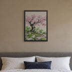Seasons Garden · Cherry Tree · Spring — Japandi framed wall art in a room setting, 18x24 in