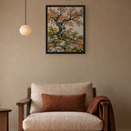 Seasons Garden · Golden Tree · Autumn — Japandi framed wall art in a room setting, 16x20 in