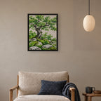 Seasons Garden · Green Tree · Summer — Japandi framed wall art in a room setting, 16x20 in