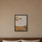 Seasons Garden · Leaf Path · Autumn — Japandi framed wall art in a room setting, 18x24 in