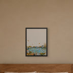 Seasons Garden · Leaf Pond · Autumn — Japandi framed wall art in a room setting, 18x24 in