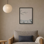 Seasons Garden · Snow Path · Winter — Japandi framed wall art in a room setting, 16x20 in