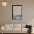 Seasons Garden · Still Pond · Winter — Japandi framed wall art in a room setting, 24x36 in