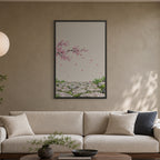 Seasons Garden · Stone Path · Spring — Japandi framed wall art in a room setting, 24x36 in