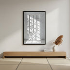 Shadow Play — Japandi komorebi wall art in a hallway setting