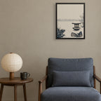 Snow Lantern — Japandi framed wall art in a room setting, 16x20 in