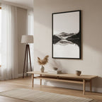 Still Water — Japandi zen ink wall art in a hallway setting