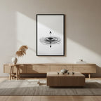 Waterdrop — Japandi zen nature wall art in a living room setting