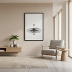 Waterdrop — Japandi zen nature wall art in a reading nook setting