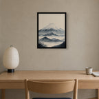 Winter Fuji — Japandi framed wall art in a room setting, 16x20 in