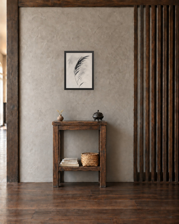Wild Grass in a Japandi hallway, 12 × 16 in · Black frame